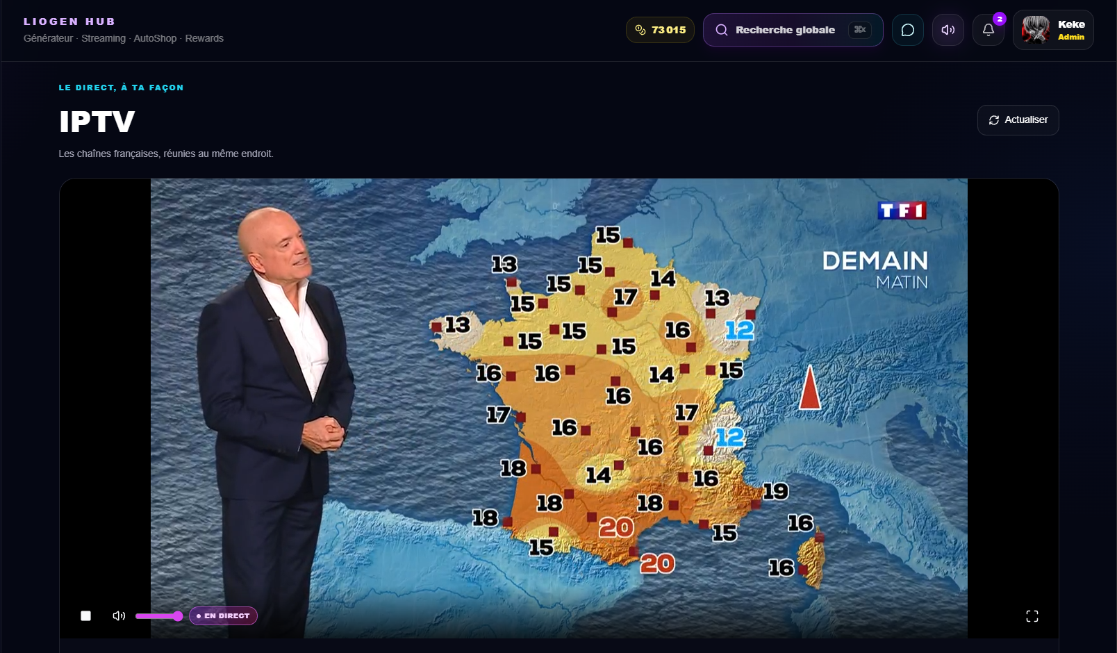 IPTV LioGen — chaînes françaises en direct